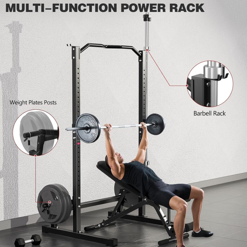 Adjustable Donow workout bench with integrated power rack