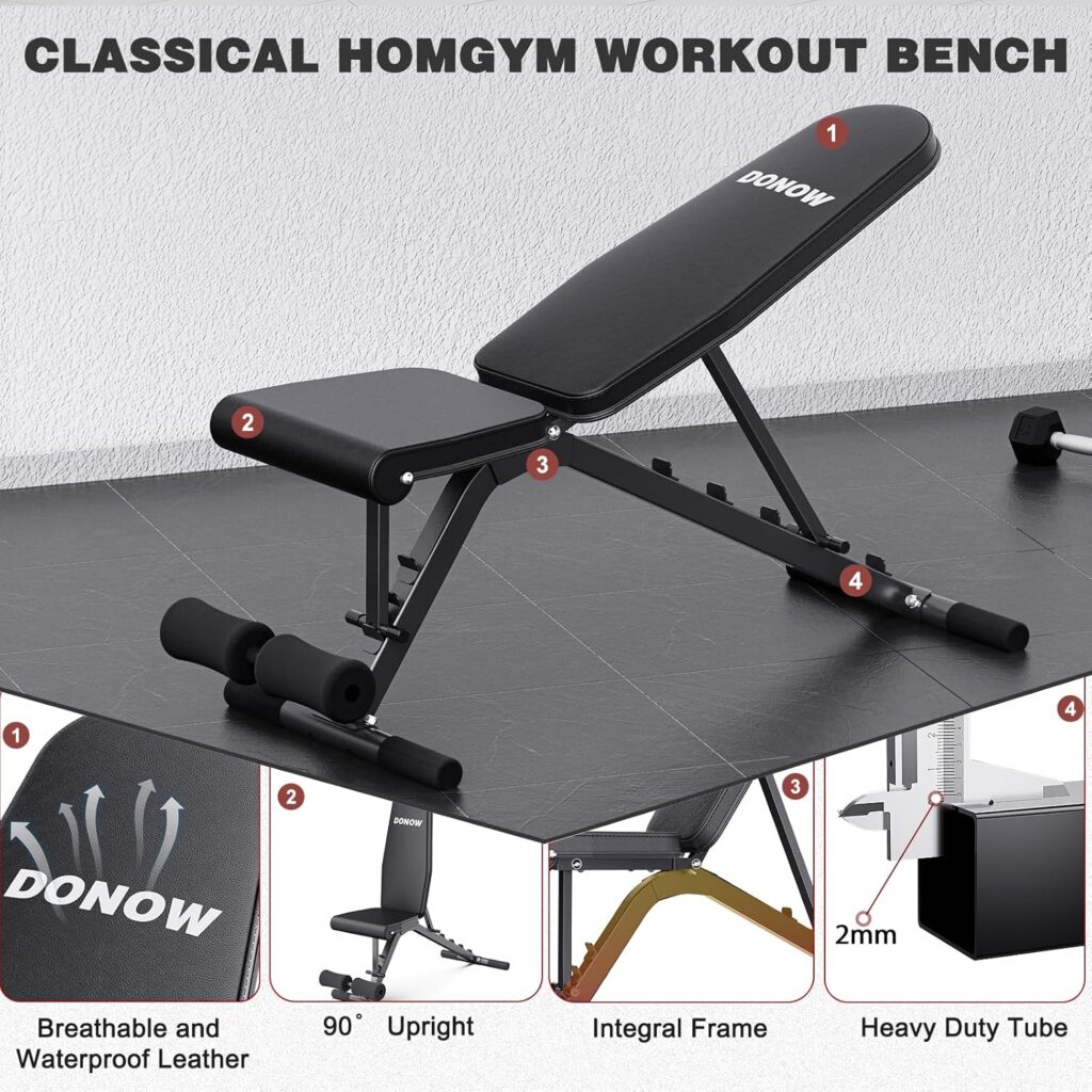 Donow bench press station with 21-level height adjustment