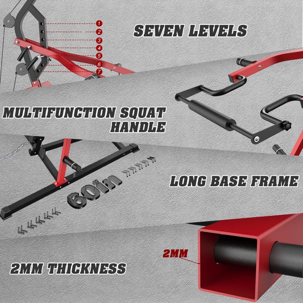 Close-up of Donow pulley system and steel frame construction