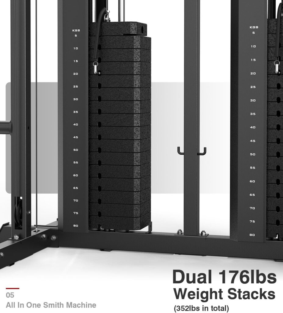 Donow Smith Machine with Weight Stacks full view in home gym