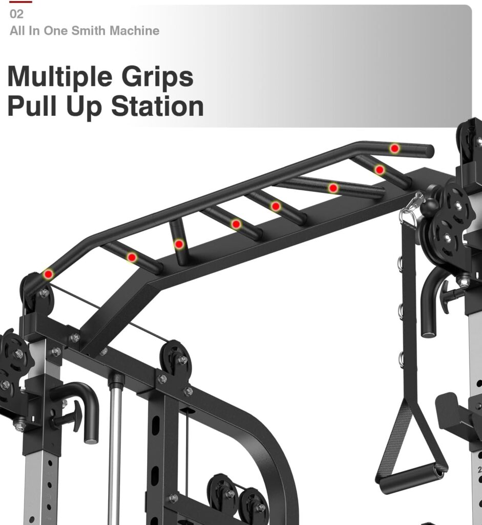 Close-up of Donow weight stacks and pulley mechanism