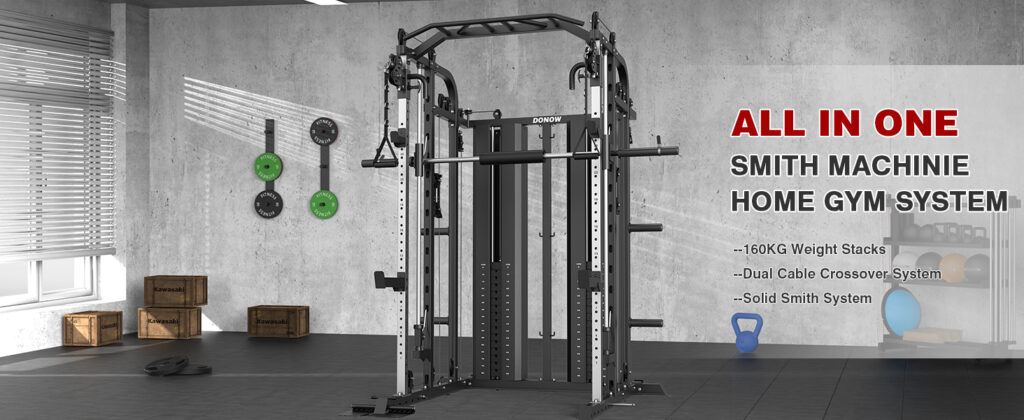 Complete Donow home gym setup with LAT pull-down and low row stations